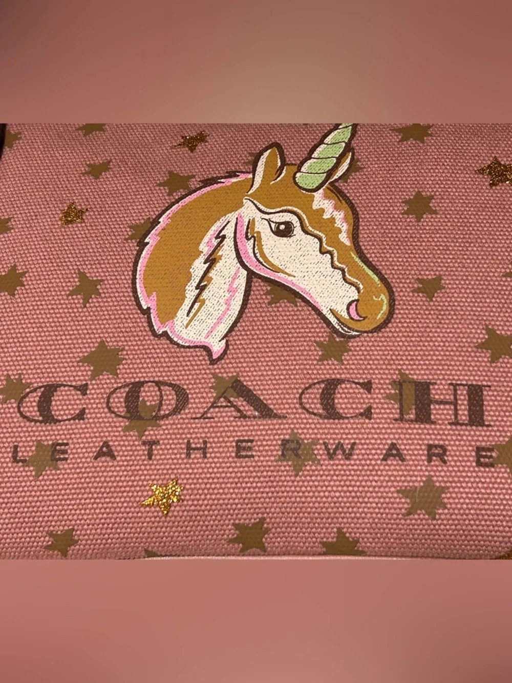 COACH Unicorn and Stars Canvas w/Leather Trim Pouch/Cluthch - Picture 3 of 8